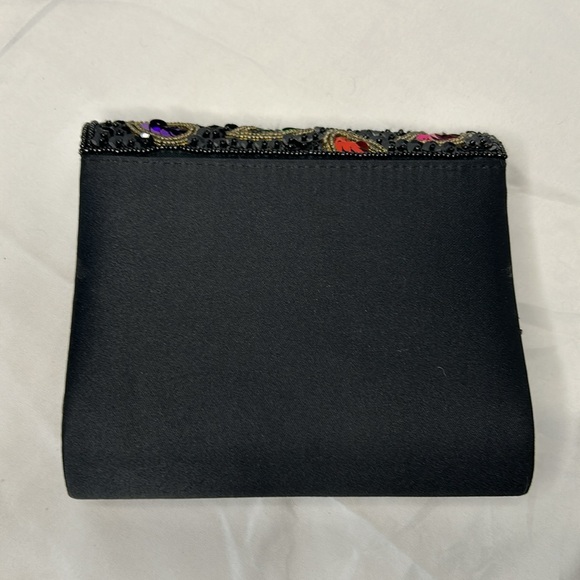 Unbranded black evening bag with colorful sequins. Long braided straps. - Picture 2 of 6